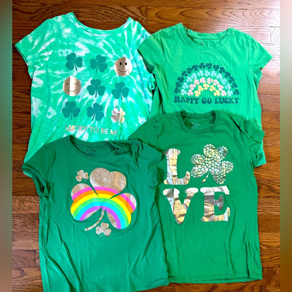 Girls Green LUCKY 🍀 Summer 4PC Lot Size XL 14/16 Gap, Place, SO TShirts